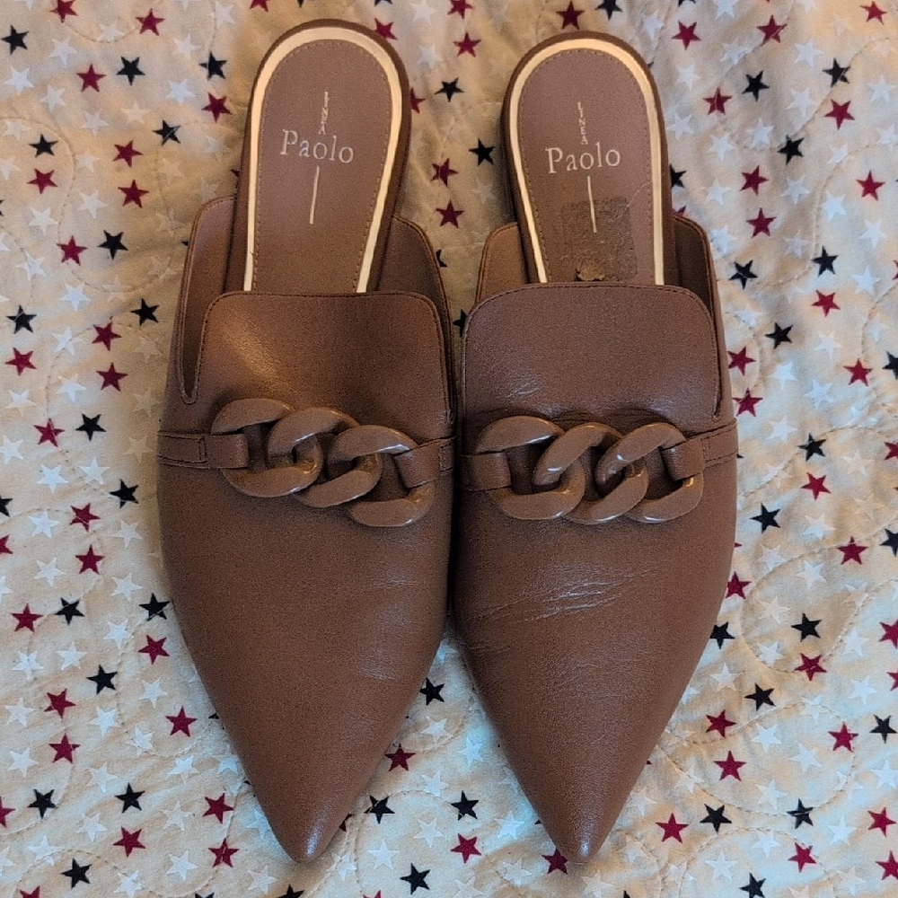 Paolo Brown Chain-Link Mules